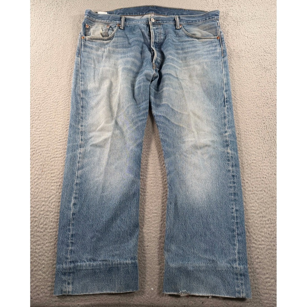 Levi's 501 Jeans Men's 42x28 Blue Denim Pocket Distressed High Rise Straight Leg